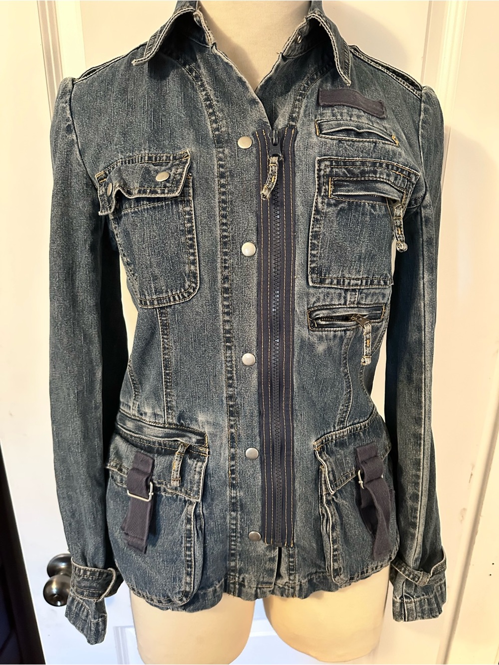 Angels Washed Blue Denim Utility Jacket - Picture 2 of 4
